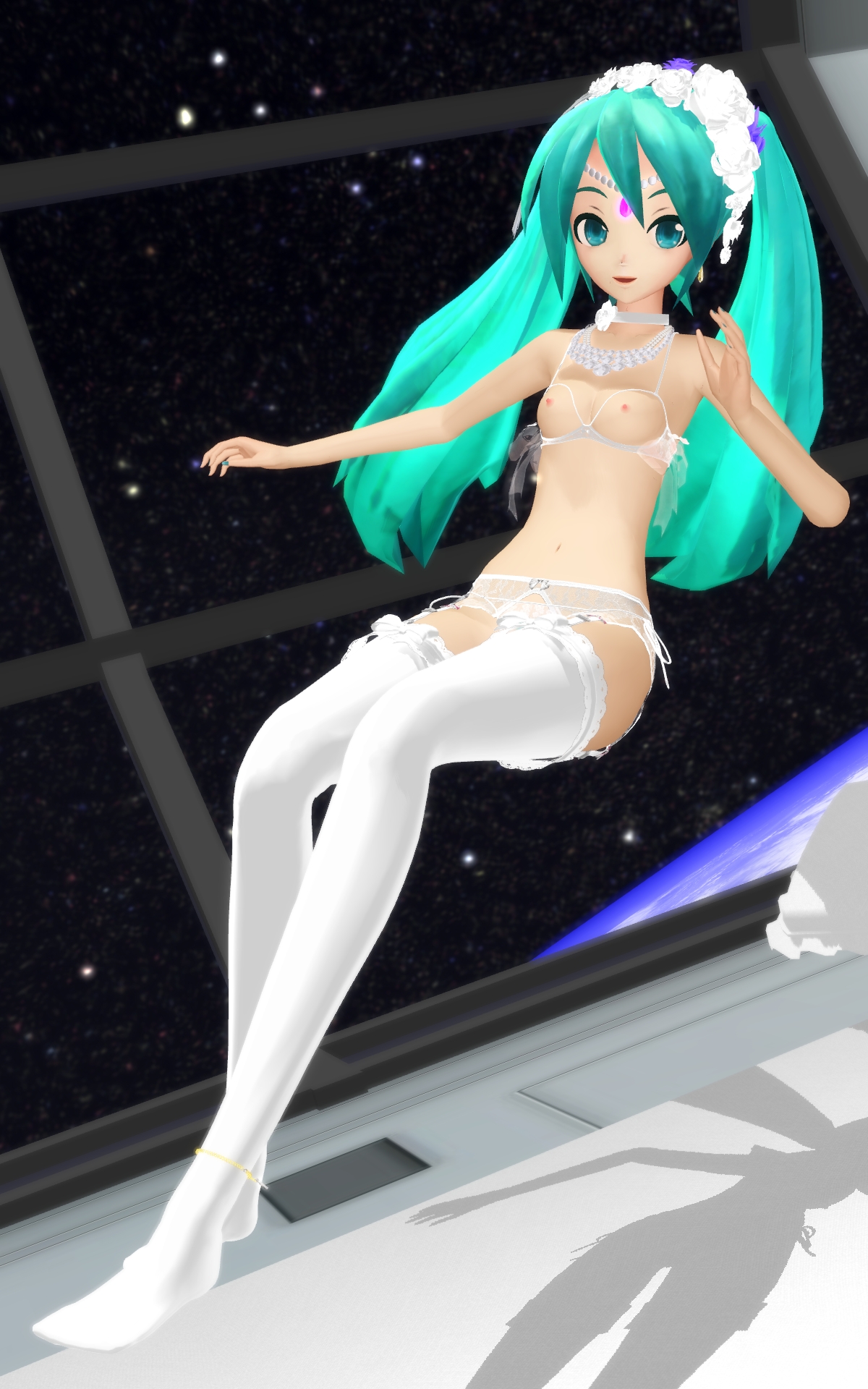 Garter Lingerie Nude In Space
